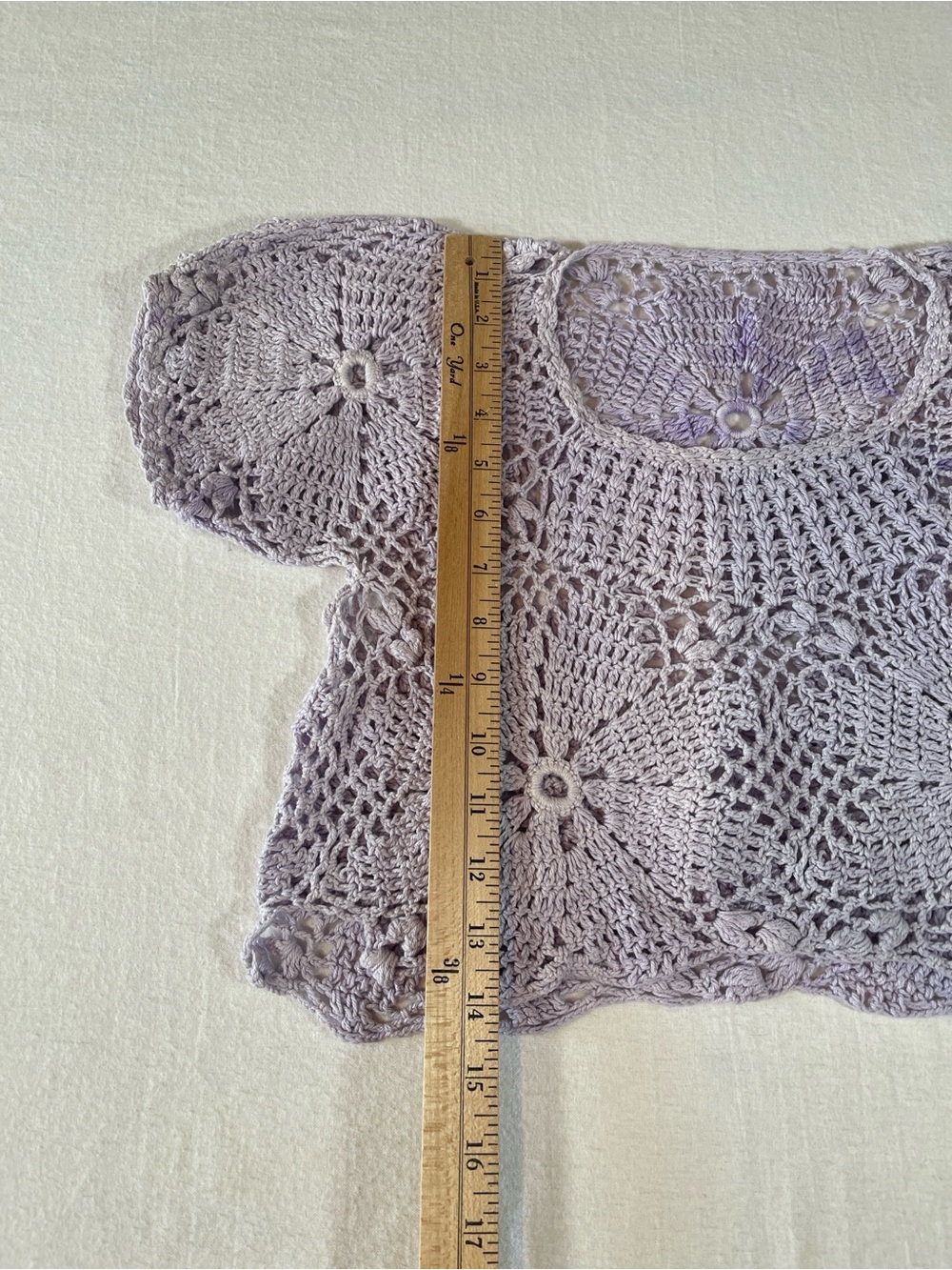 Handmade Crochet Floral Lilac Crop Top Boho Cottagecore - Picture 6 of 10
